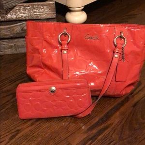 Coach bag with matching wallet